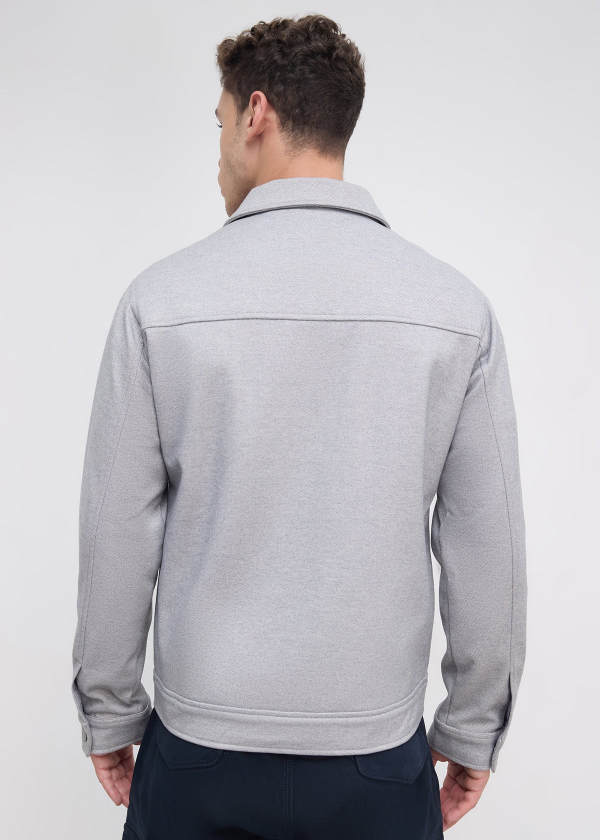 Semsale Snap-Button Utility Jacket: Grey