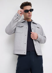 Semsale Snap-Button Utility Jacket: Grey