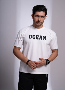 Oversized T-Shirt for Men | Ocean Print Streetwear Cotton Tee