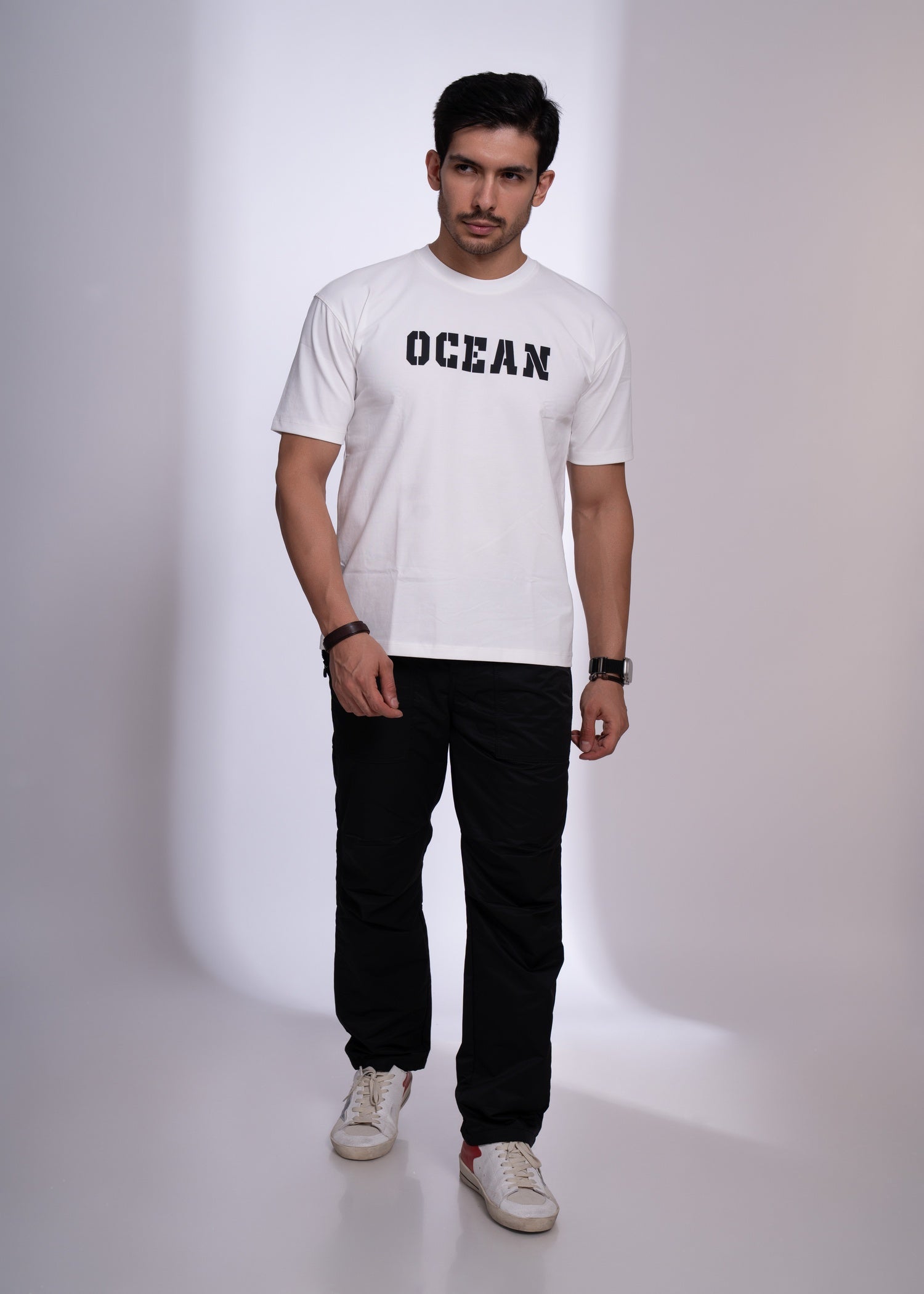 Oversized T-Shirt for Men | Ocean Print Streetwear Cotton Tee