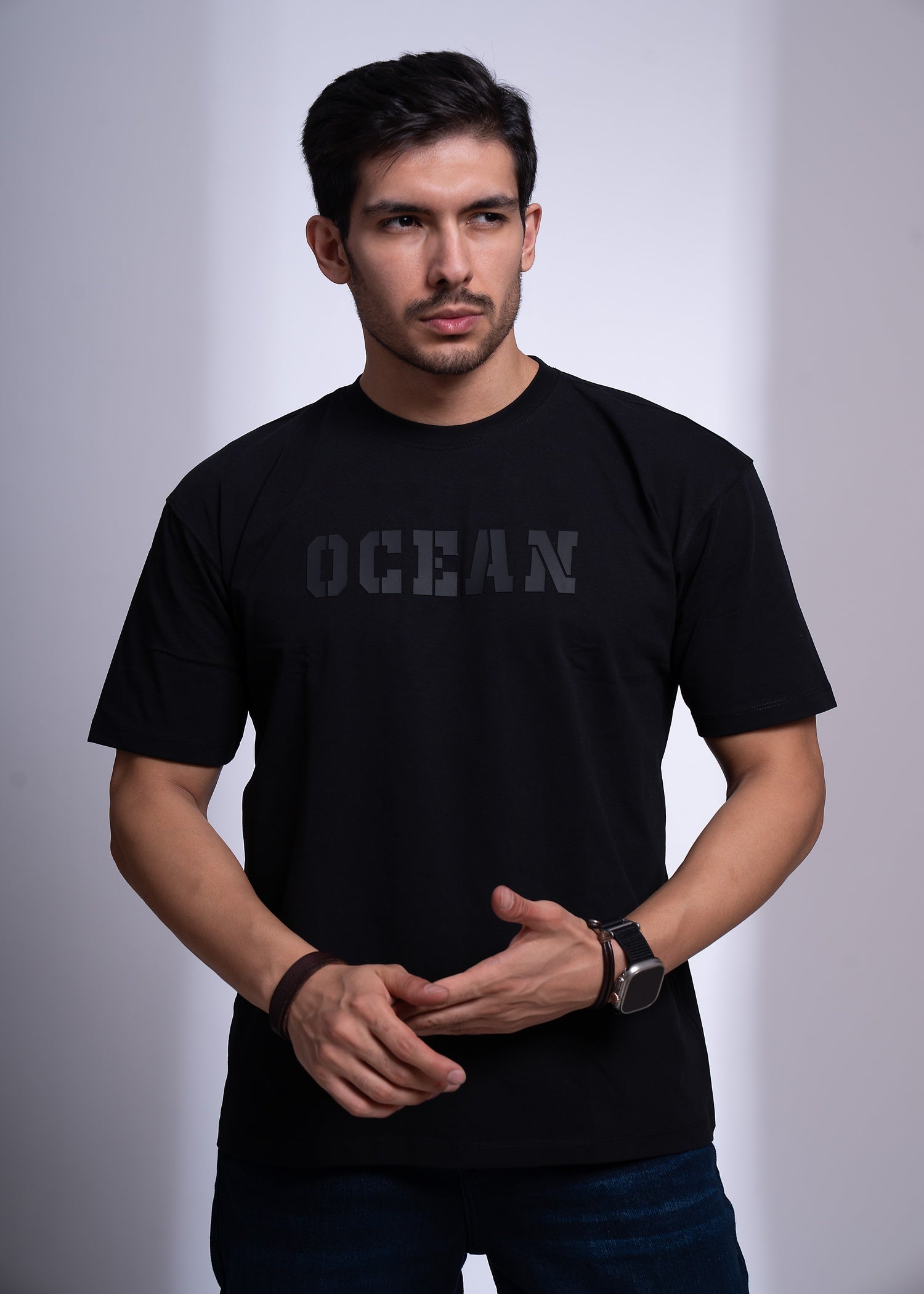 Oversized T-Shirt for Men | Ocean Print Streetwear Cotton Tee