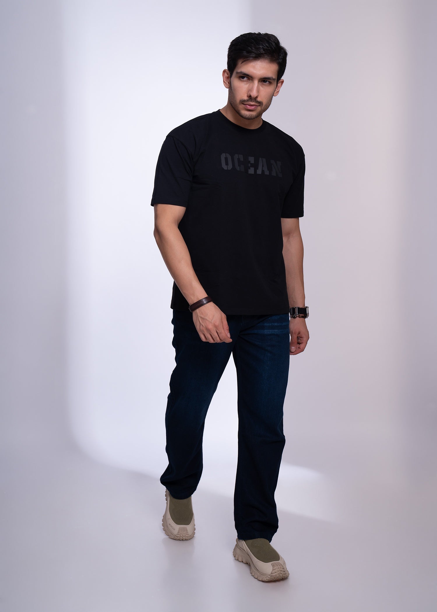 Oversized T-Shirt for Men | Ocean Print Streetwear Cotton Tee