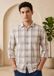 Odean Checked Ethnic Motif Print Casual Shirt