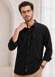 Polemic Solid Textured Weave Casual Shirt