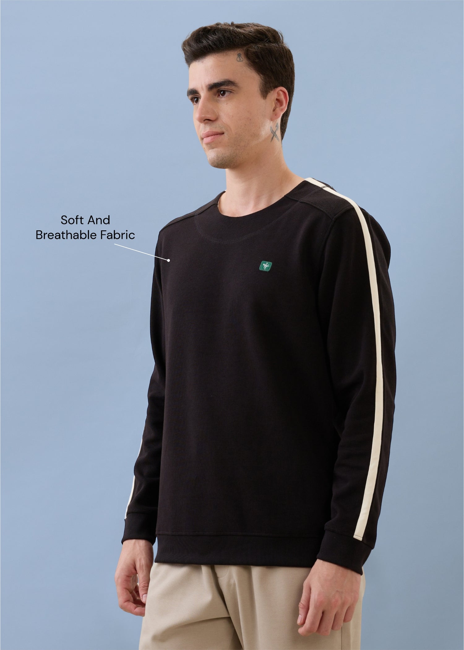 Palawan Crew Neck Pullover: Black