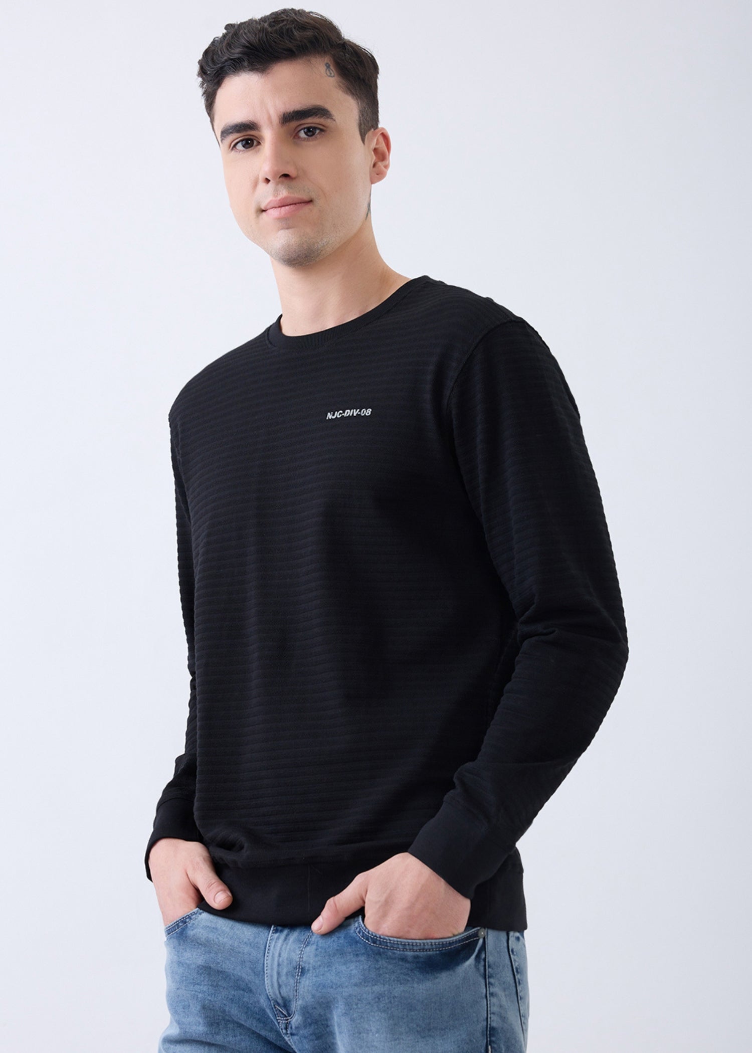 Prepare Textured Pullover: Black