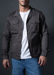 Rocha Solid Cotton Jacket For Men: Dark Grey