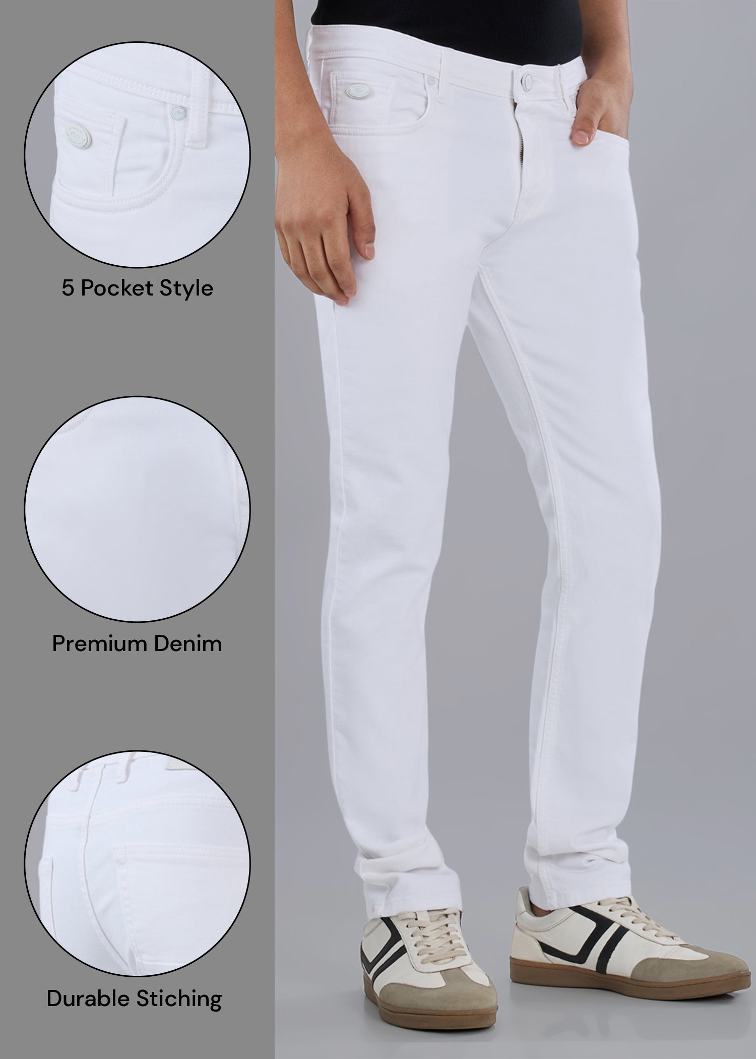 Stunner Solid Regular Fit Jeans: White