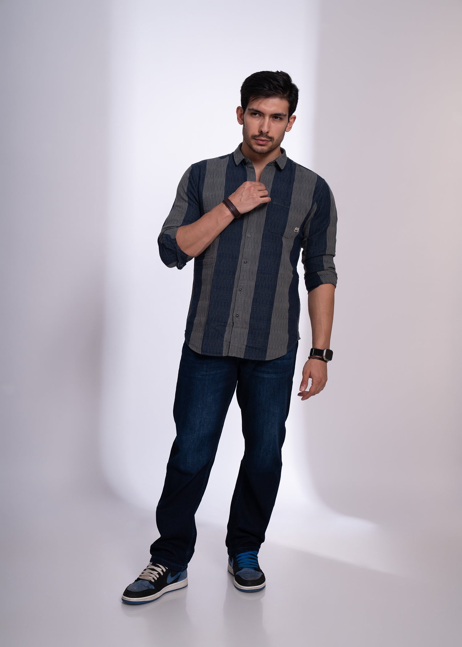 Subway Full Sleeves Shirt for Men | Striped Casual Wear
