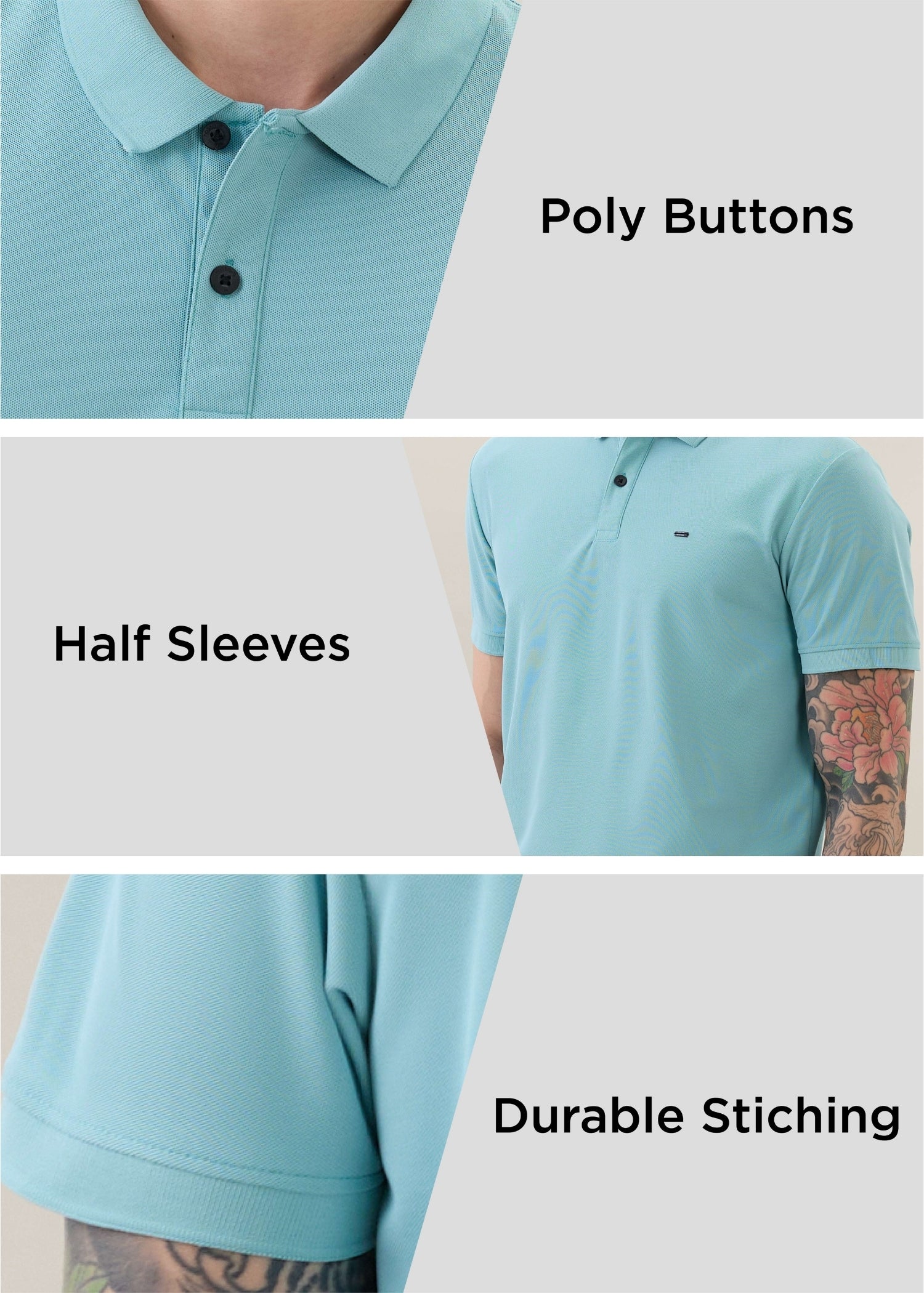 Cherry Half Sleeve T-shirt: Aqua