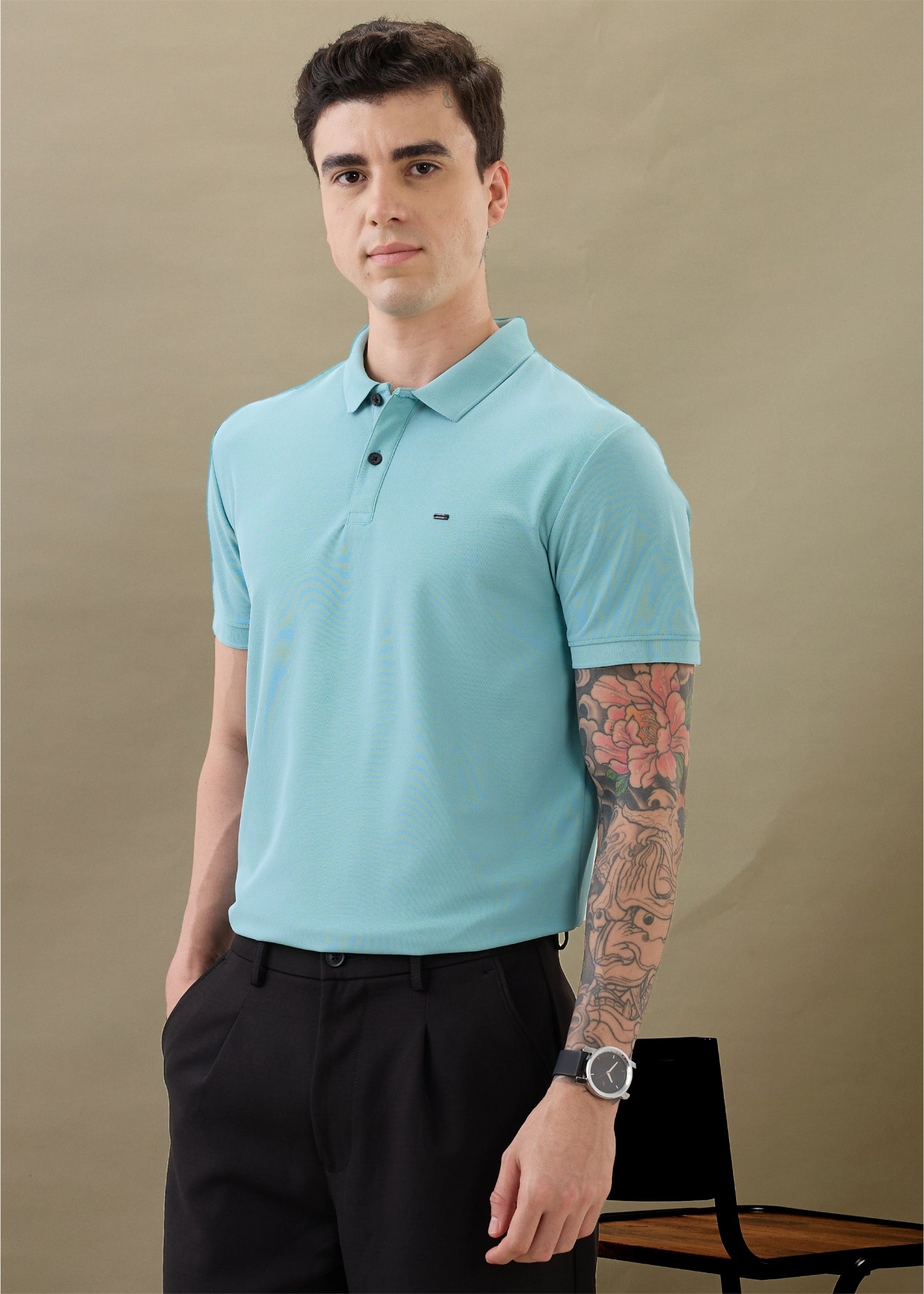 Cherry Half Sleeve T-shirt: Aqua