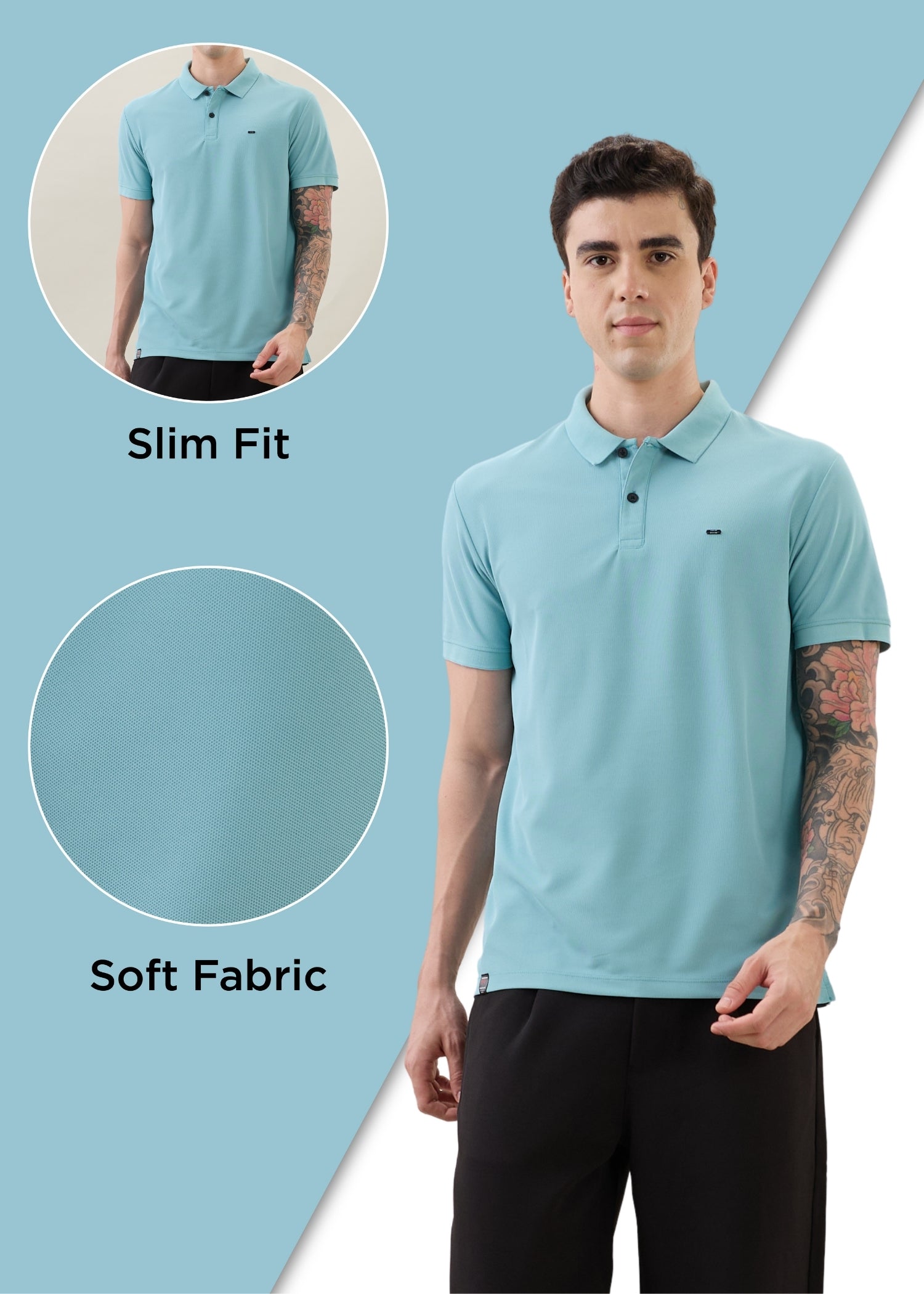 Cherry Half Sleeve T-shirt: Aqua