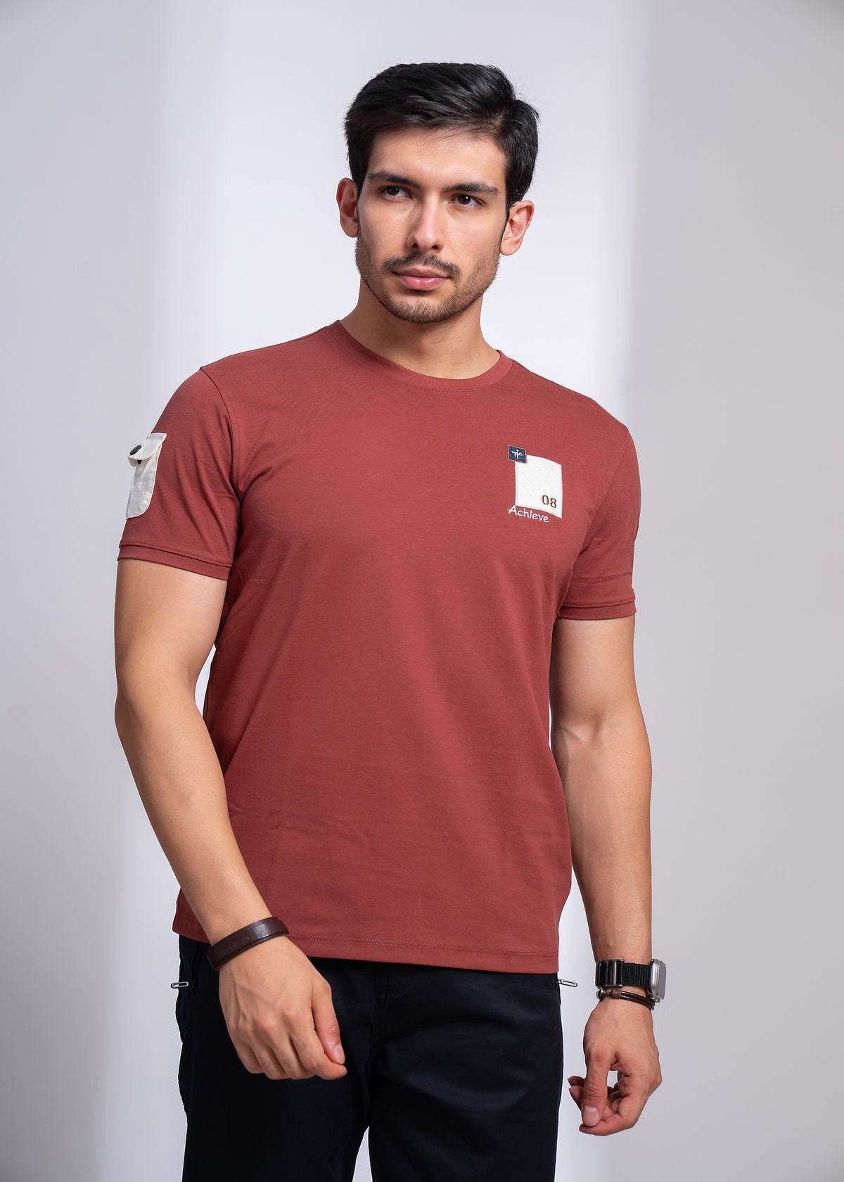 Graphic Patch T-Shirt for Men | Casual Statement Tee with Pocket Detail