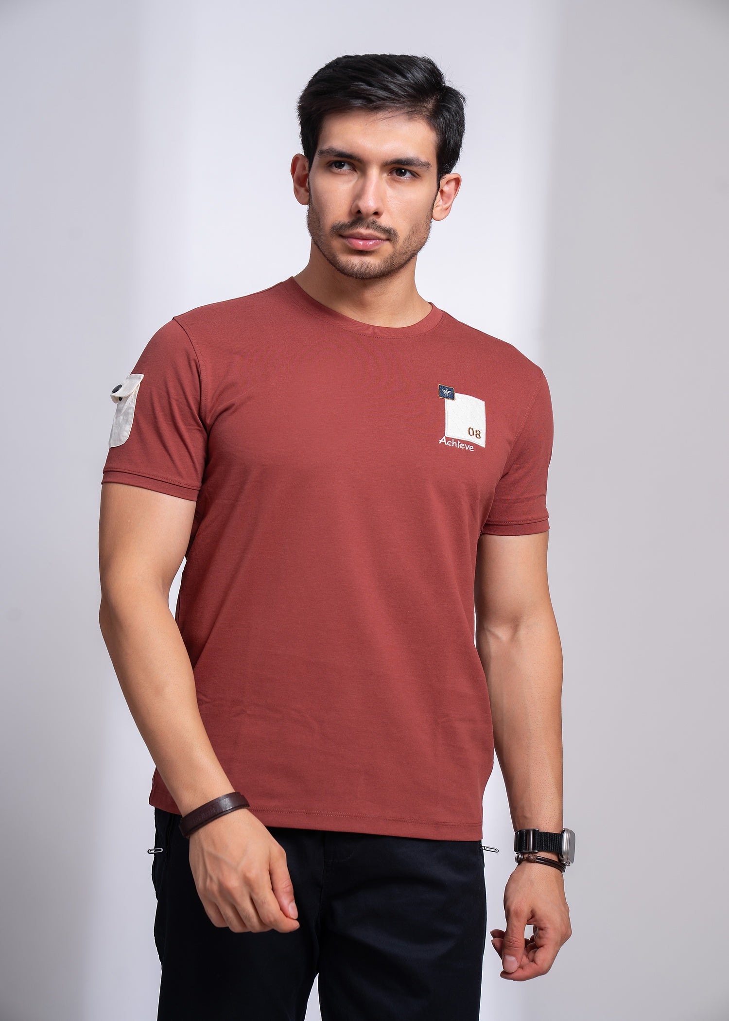 Graphic Patch T-Shirt for Men | Casual Statement Tee with Pocket Detail