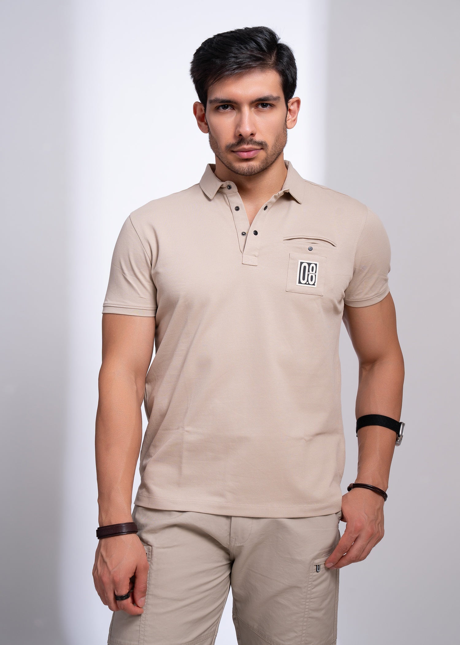 Verbal Collar T-Shirt for Men | Polo Style with Chest Graphic