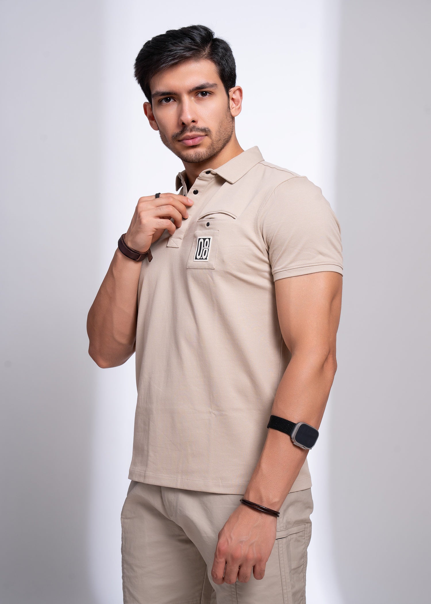 Verbal Collar T-Shirt for Men | Polo Style with Chest Graphic