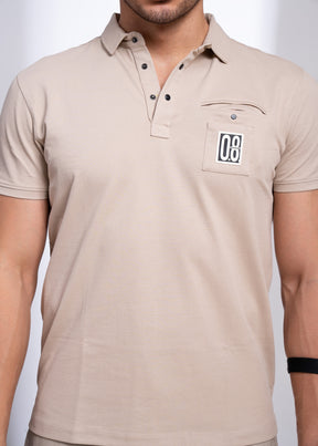 Verbal Collar T-Shirt for Men | Polo Style with Chest Graphic