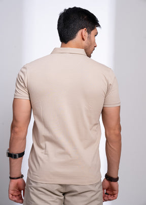 Verbal Collar T-Shirt for Men | Polo Style with Chest Graphic