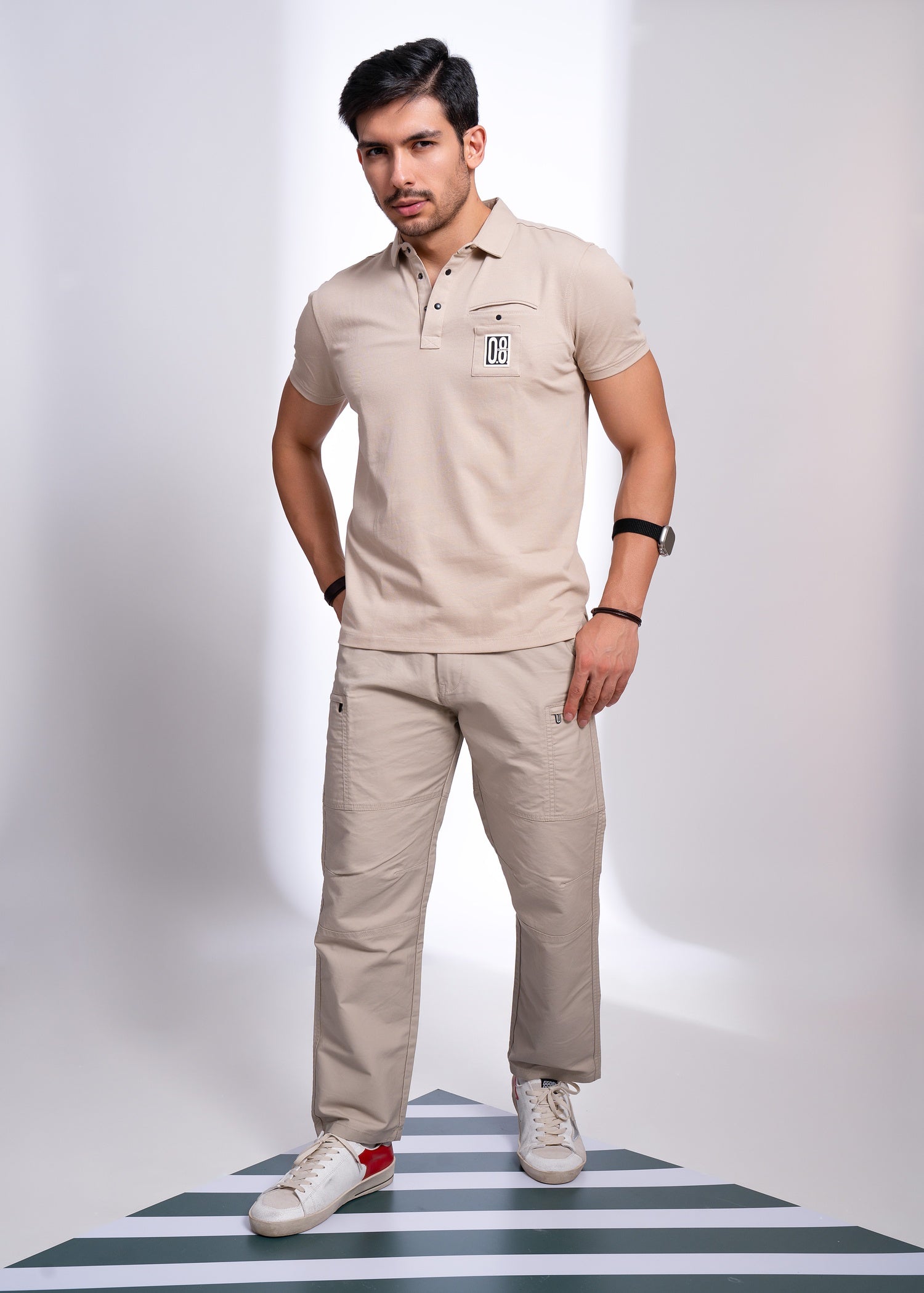 Verbal Collar T-Shirt for Men | Polo Style with Chest Graphic