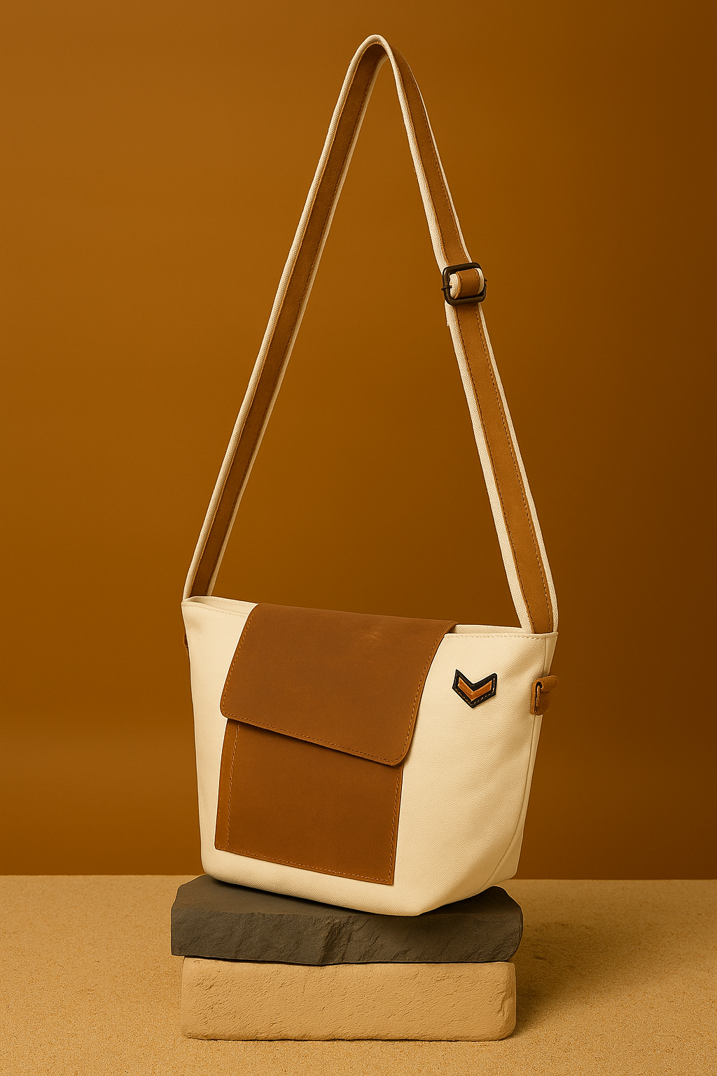 NJC 1 Crossbody Sling Bag: Off White