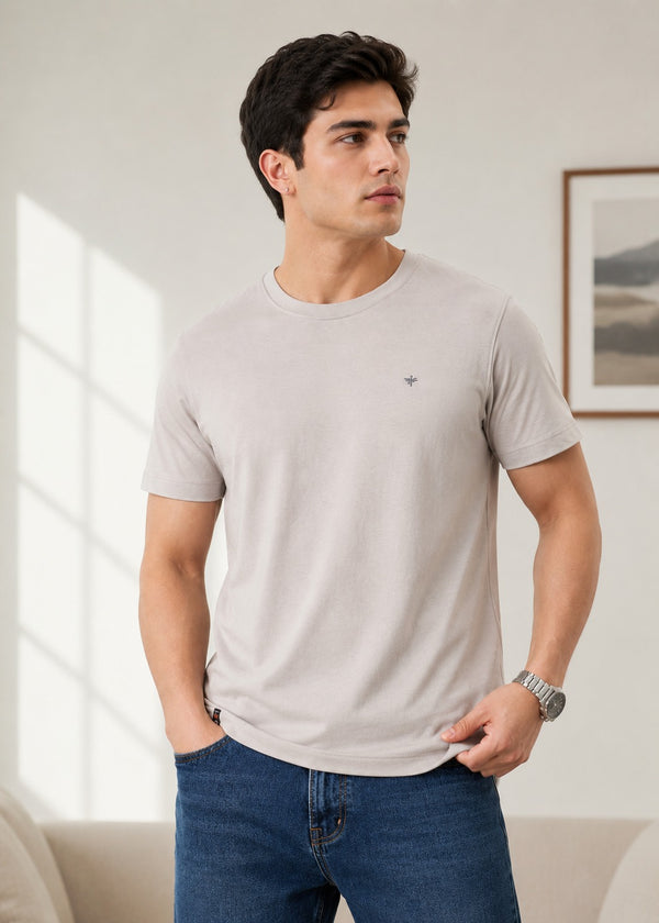 Arch Solid Half Sleeve T-Shirt: Light Grey