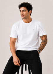 Arch Solid Half Sleeve T-Shirt: White