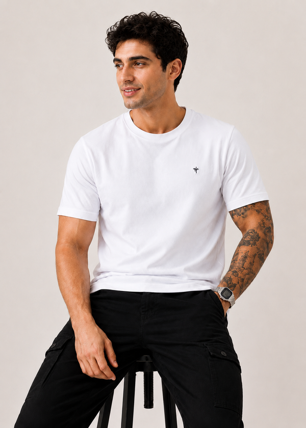 Arch Solid Half Sleeve T-Shirt: White
