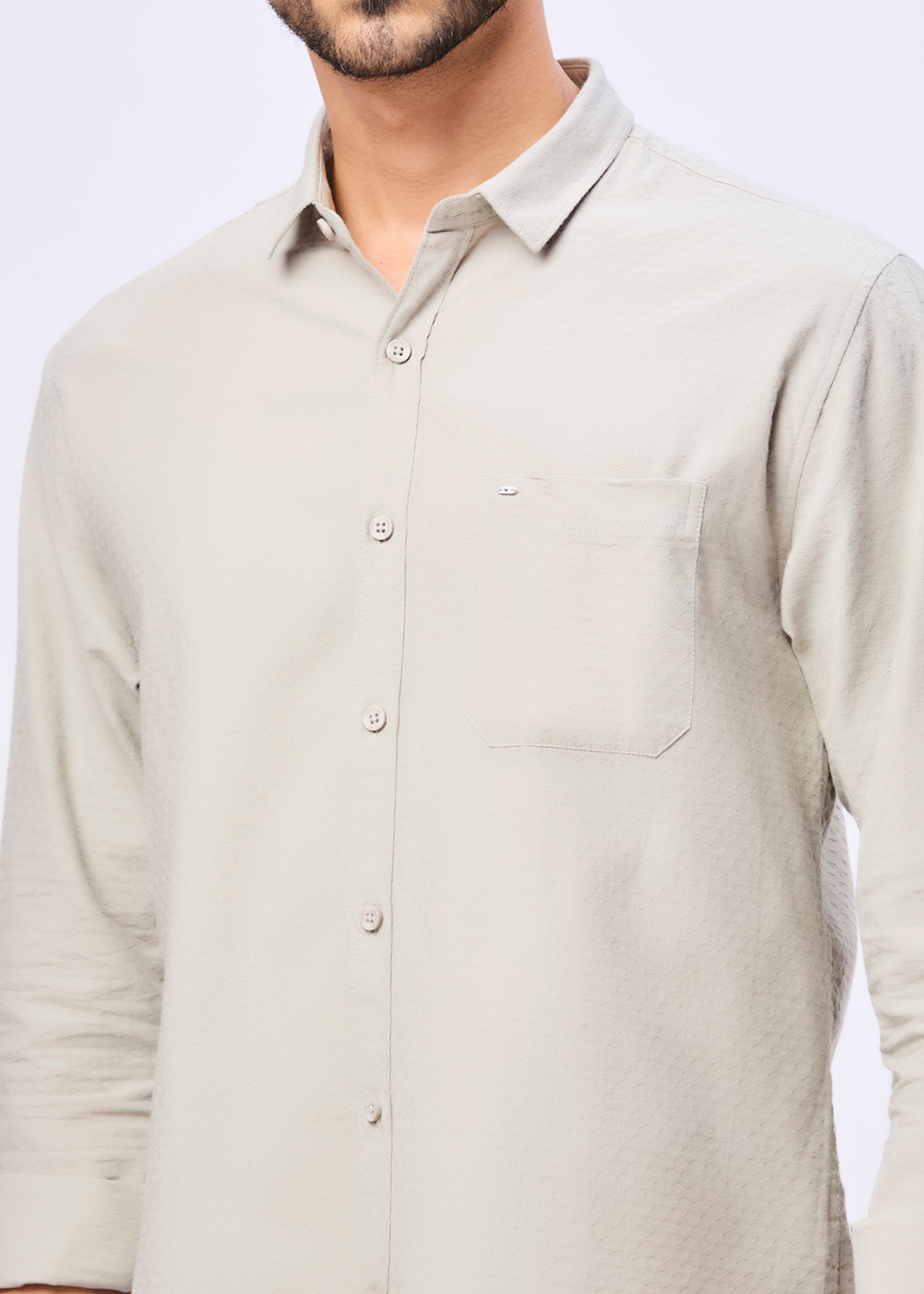 Polemic Solid Textured Weave Casual Shirt