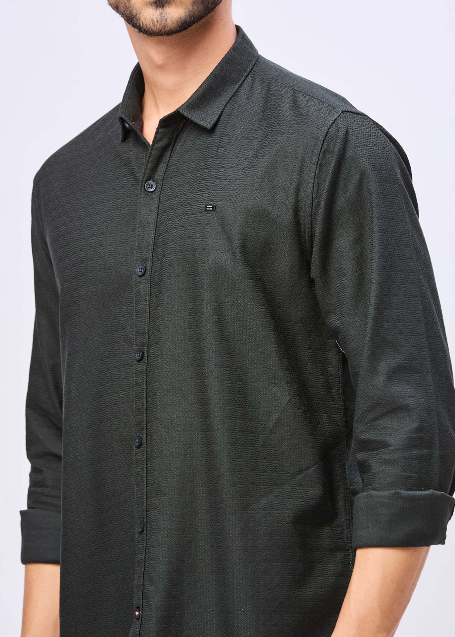 Headly Solid Textured Weave Casual Shirt