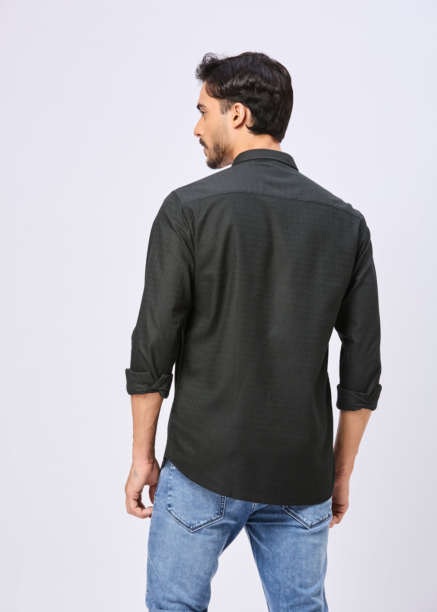 Headly Solid Textured Weave Casual Shirt