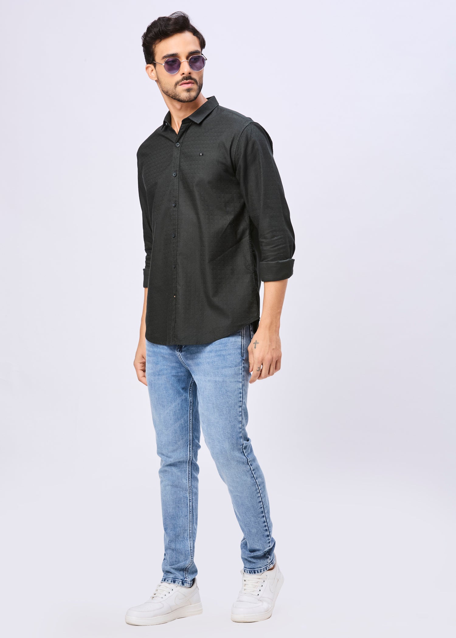 Headly Solid Textured Weave Casual Shirt