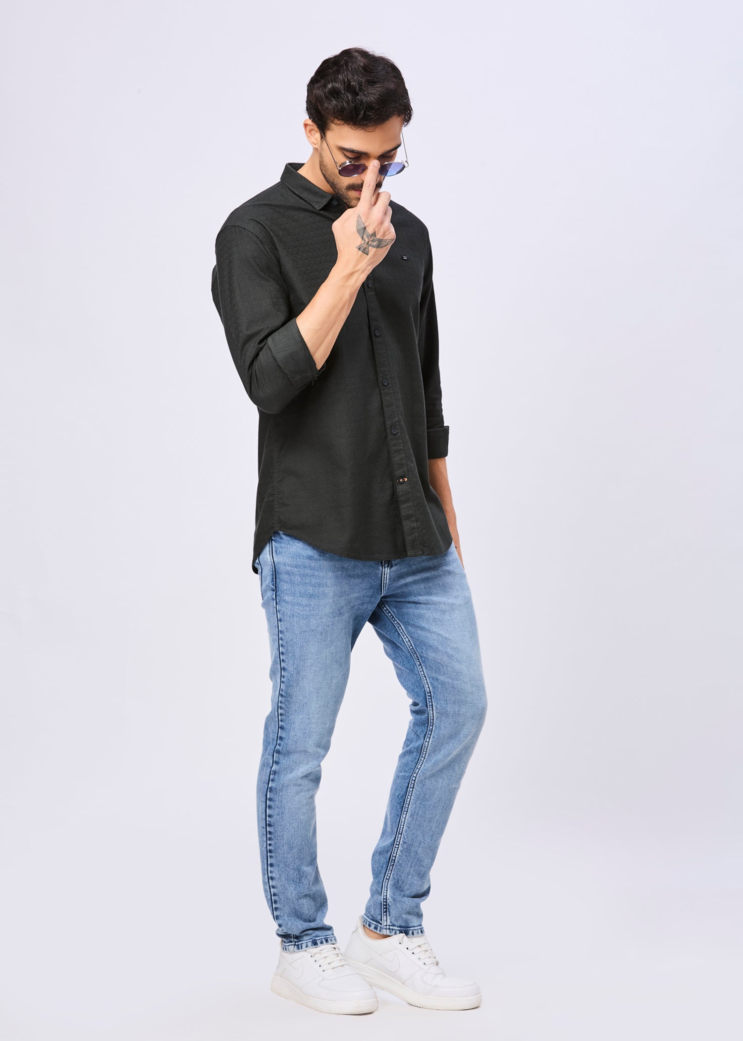 Headly Solid Textured Weave Casual Shirt