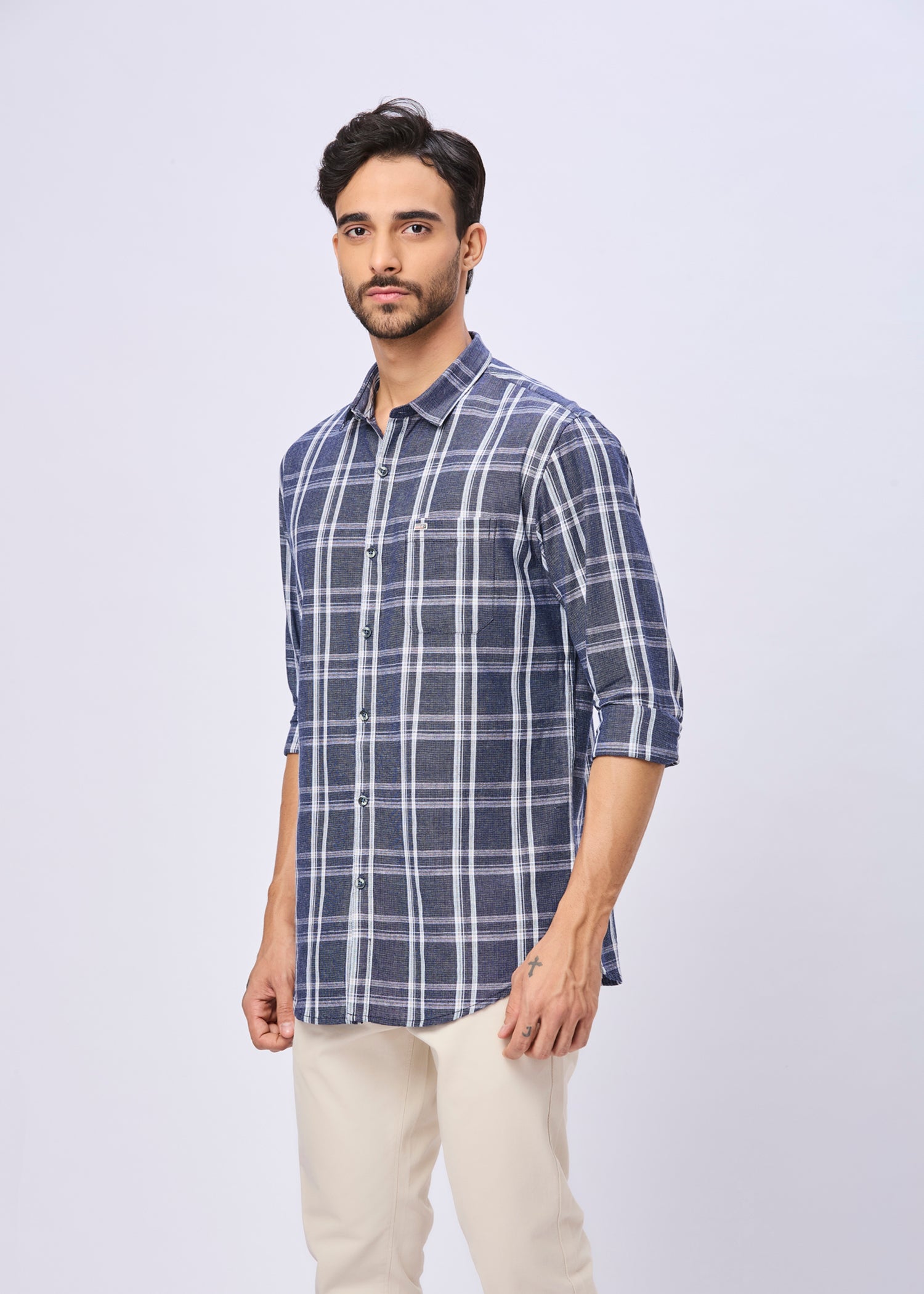 Duffy Windowpane Checked Casual Shirt