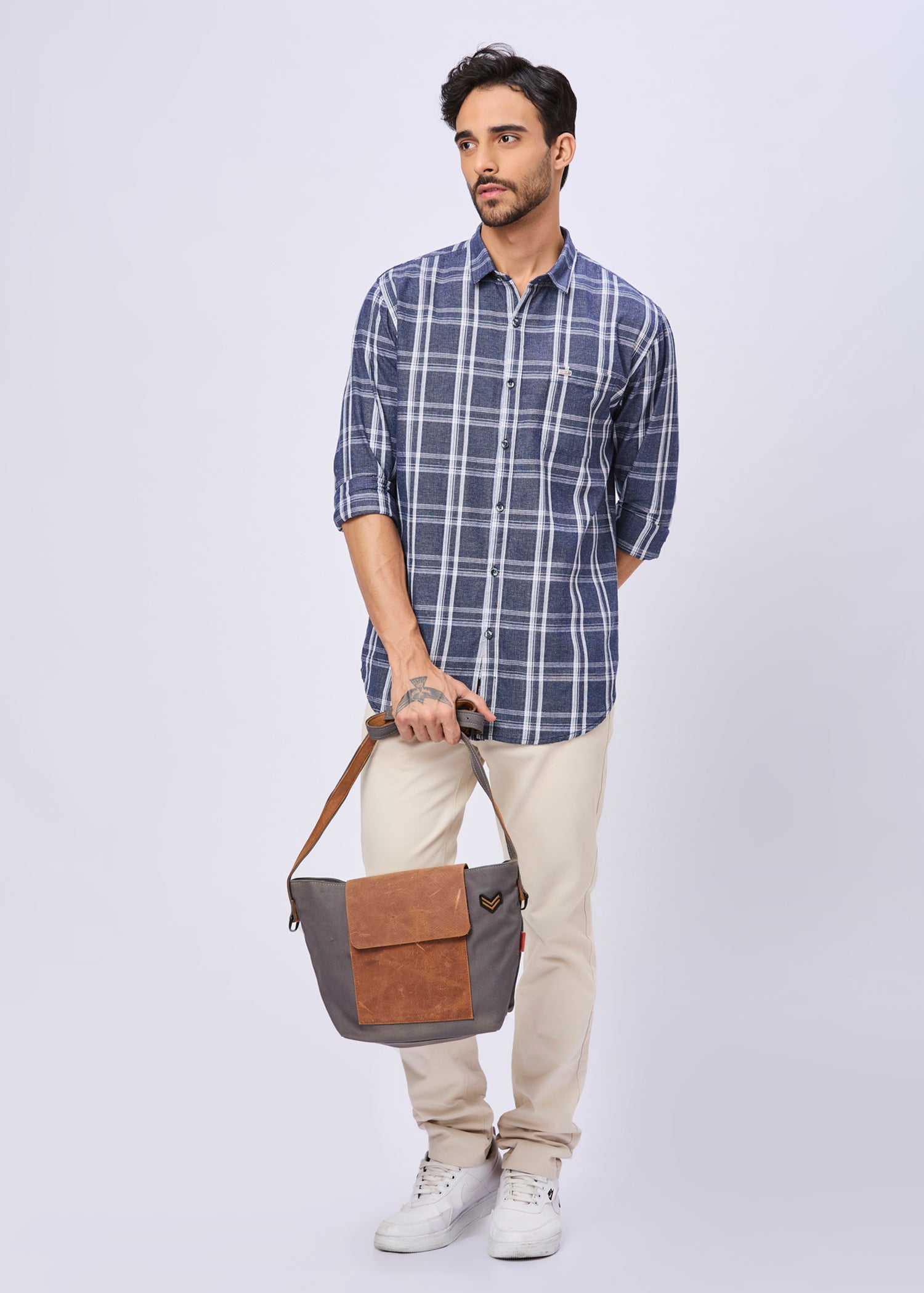 Duffy Windowpane Checked Casual Shirt