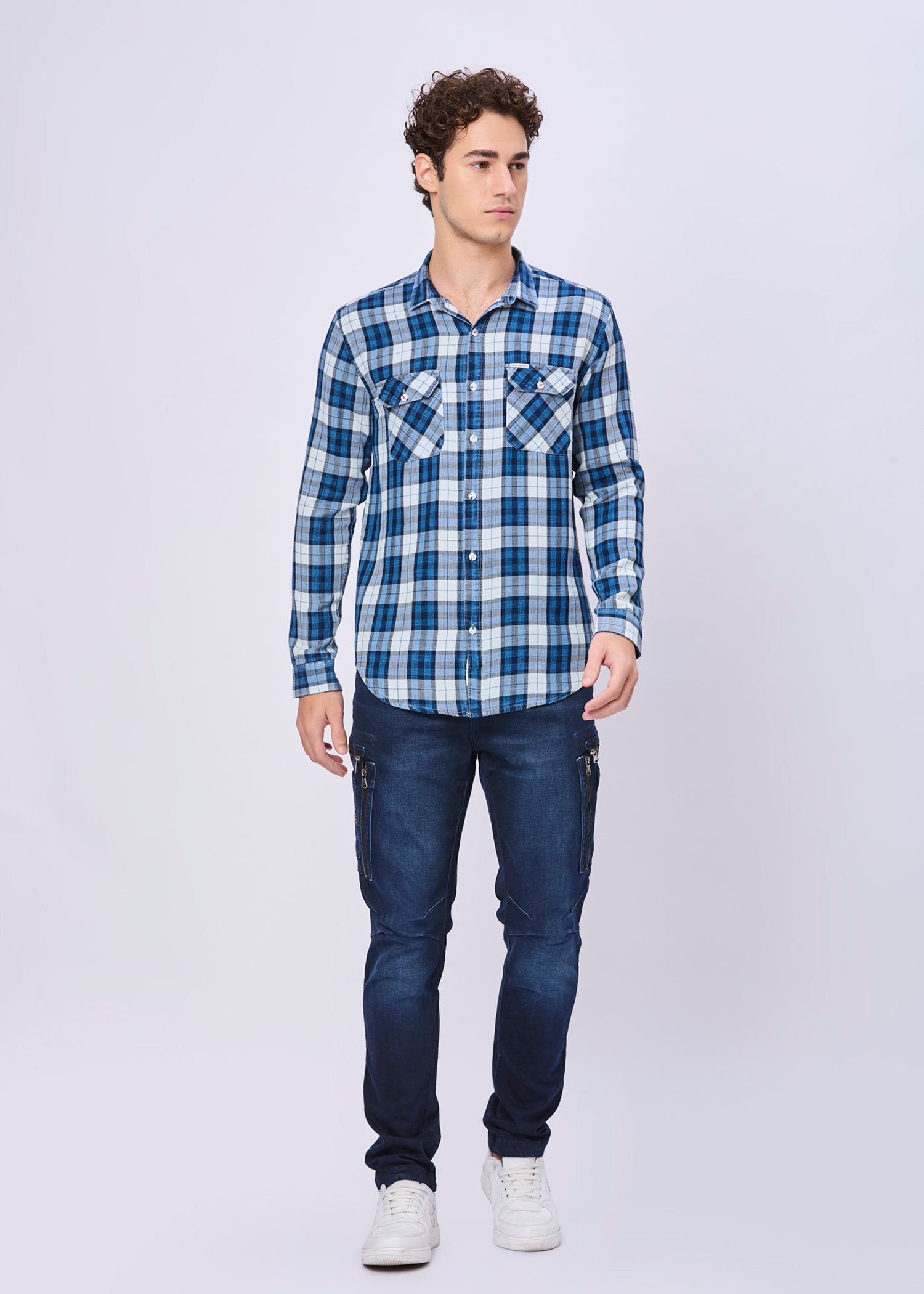 Motley Checked Double Pocket Casual Shirt