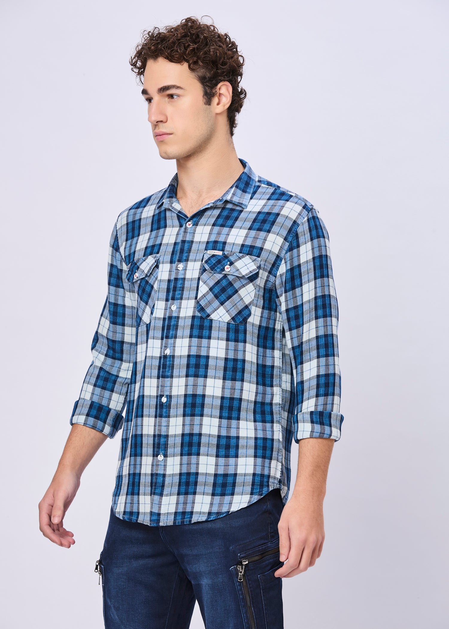 Motley Checked Double Pocket Casual Shirt