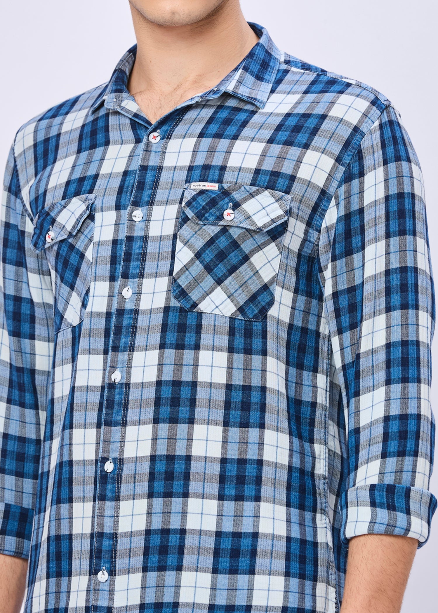 Motley Checked Double Pocket Casual Shirt