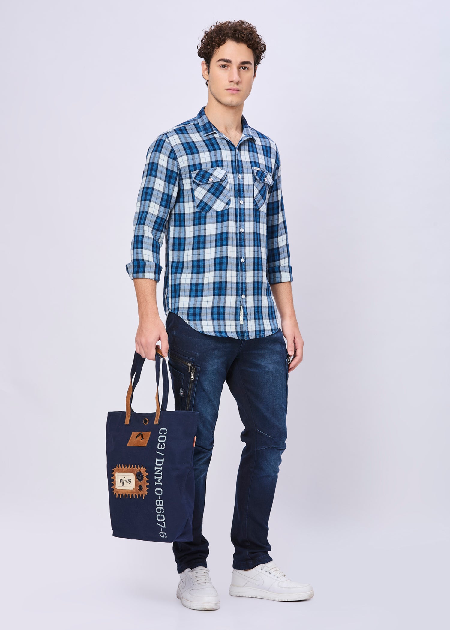 Motley Checked Double Pocket Casual Shirt