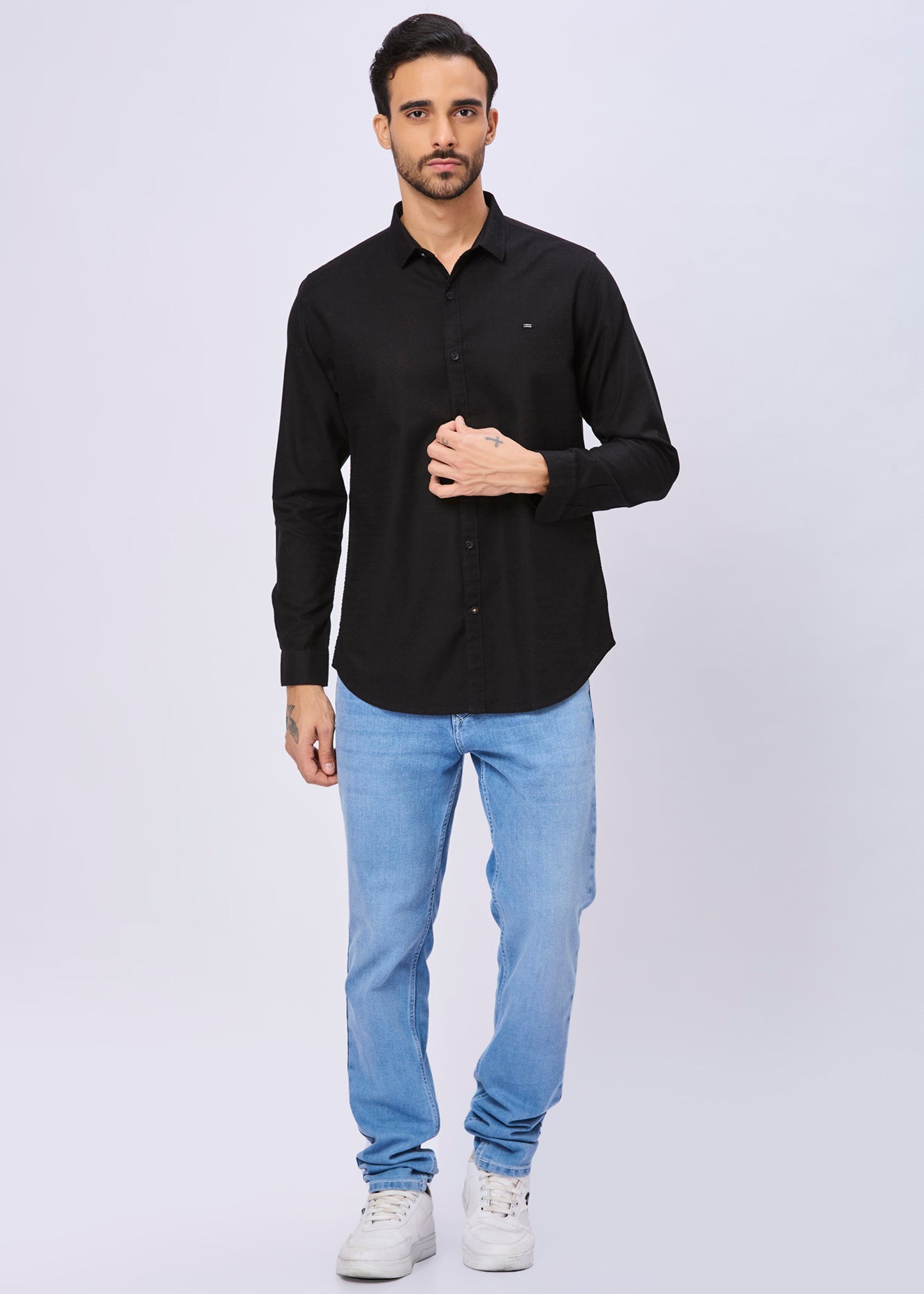Headly Solid Textured Weave Casual Shirt