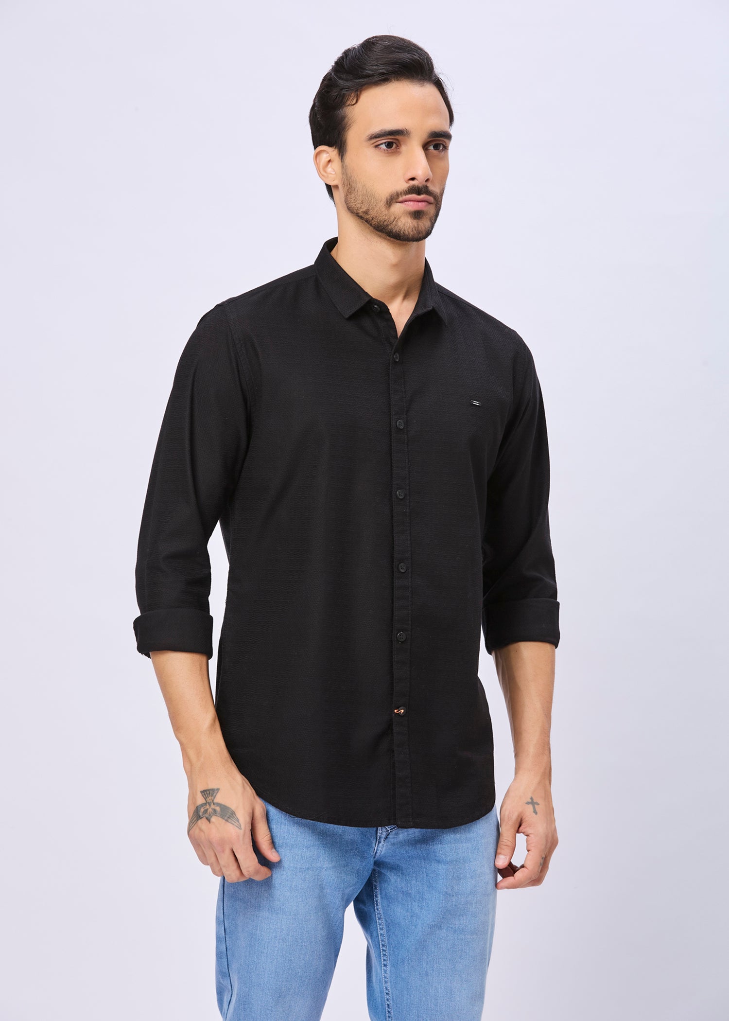 Headly Solid Textured Weave Casual Shirt