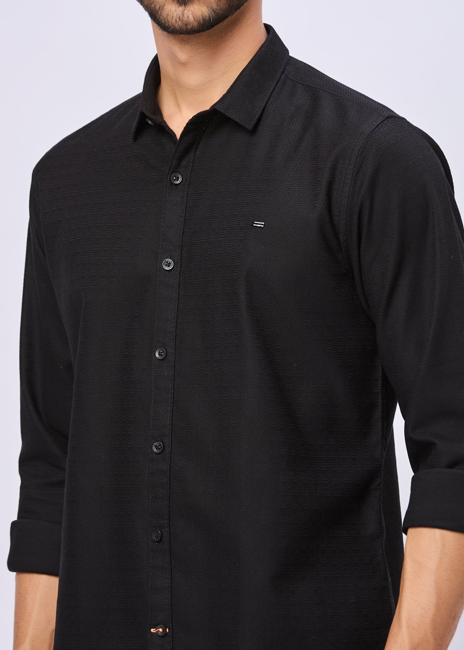 Headly Solid Textured Weave Casual Shirt