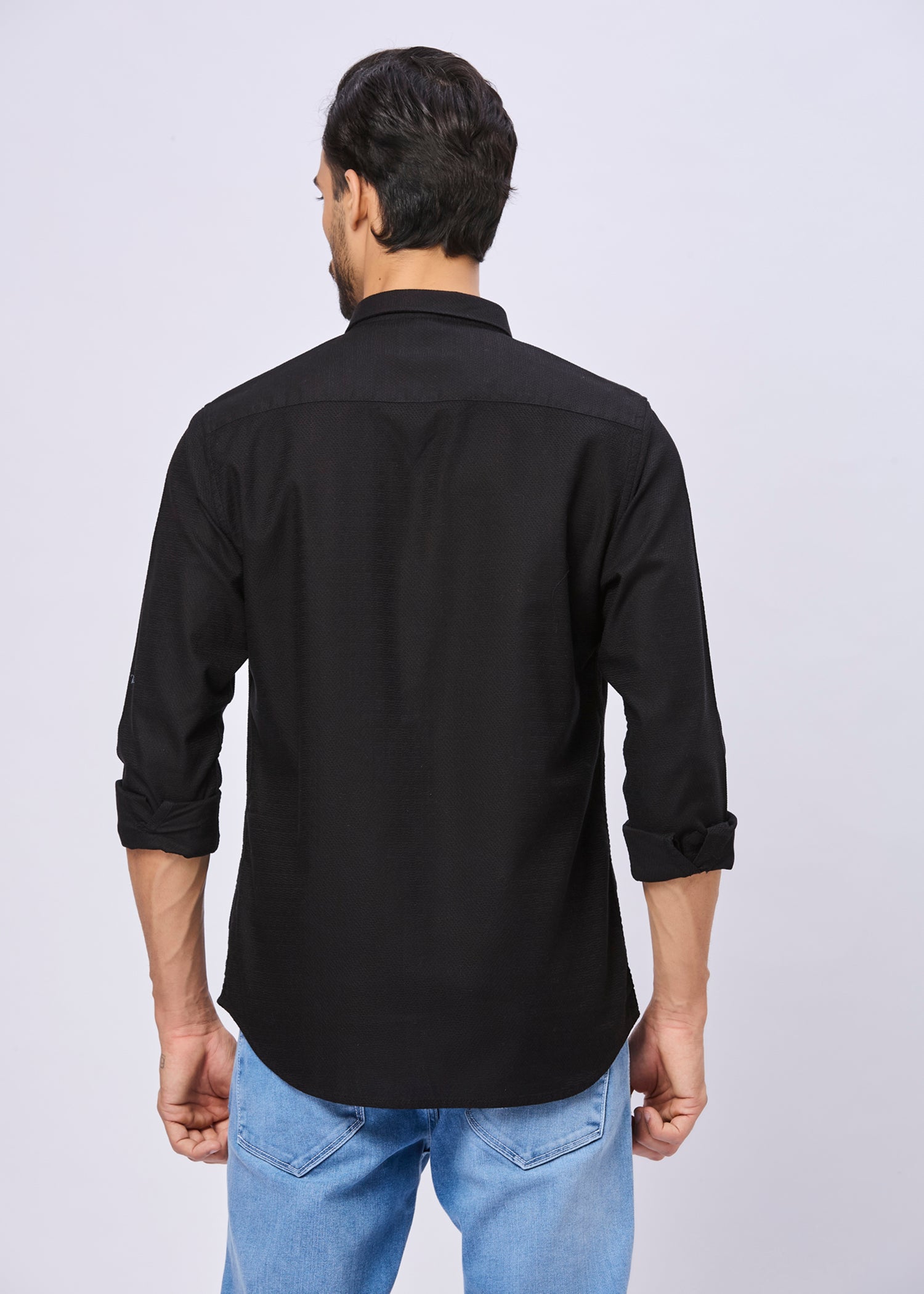 Headly Solid Textured Weave Casual Shirt