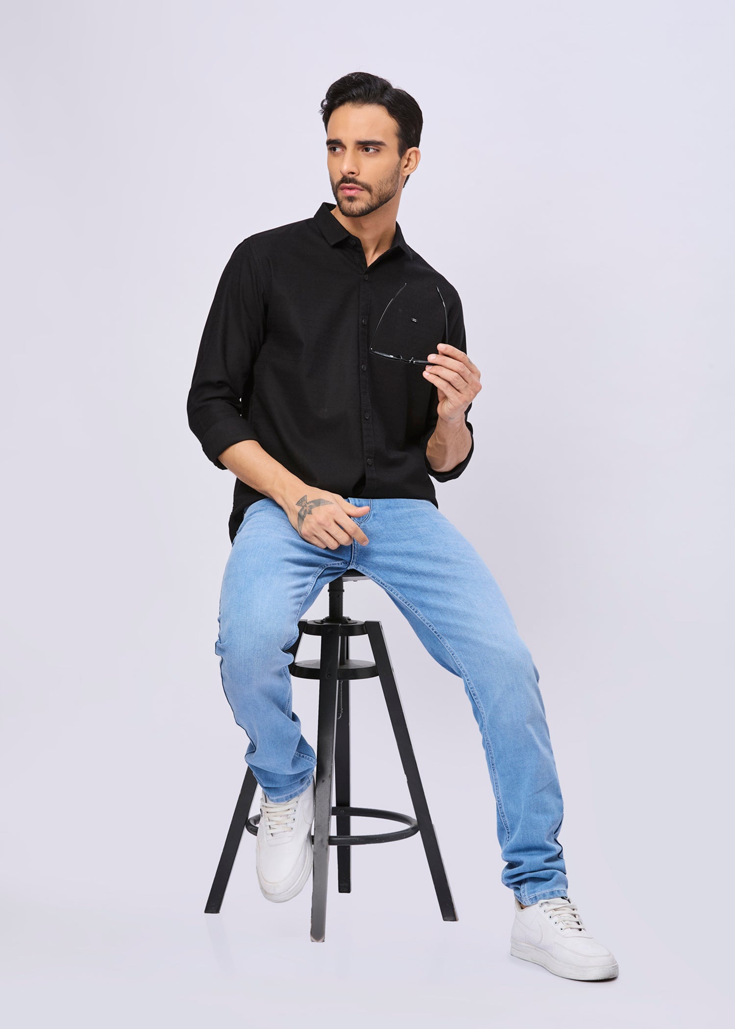 Headly Solid Textured Weave Casual Shirt