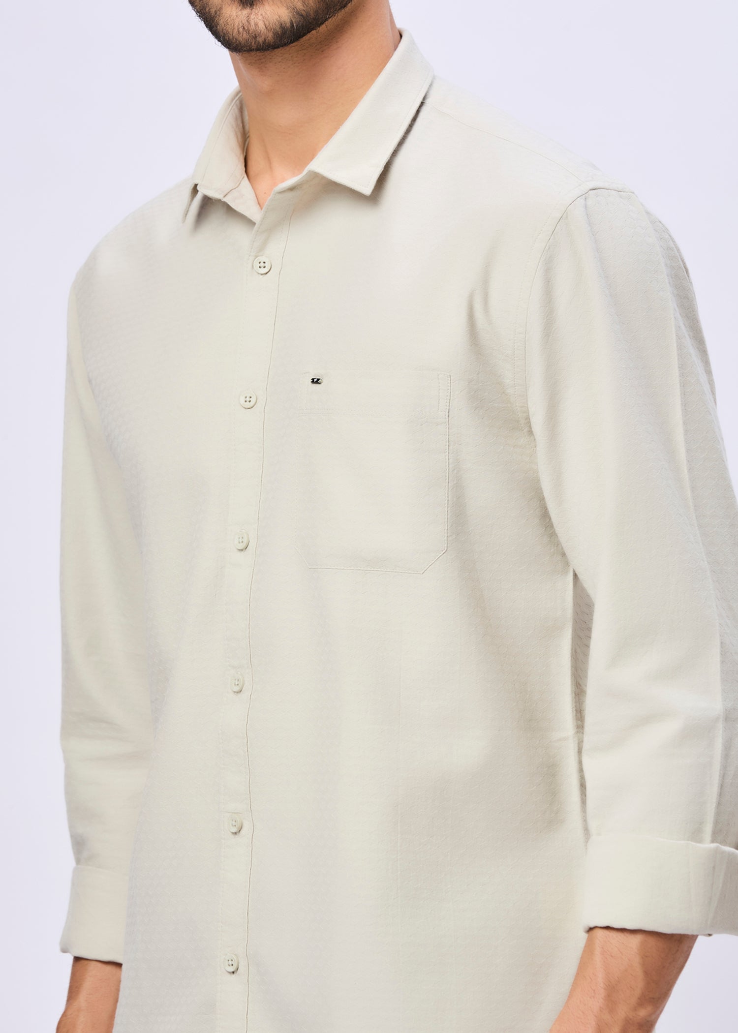 Polemic Solid Textured Weave Casual Shirt