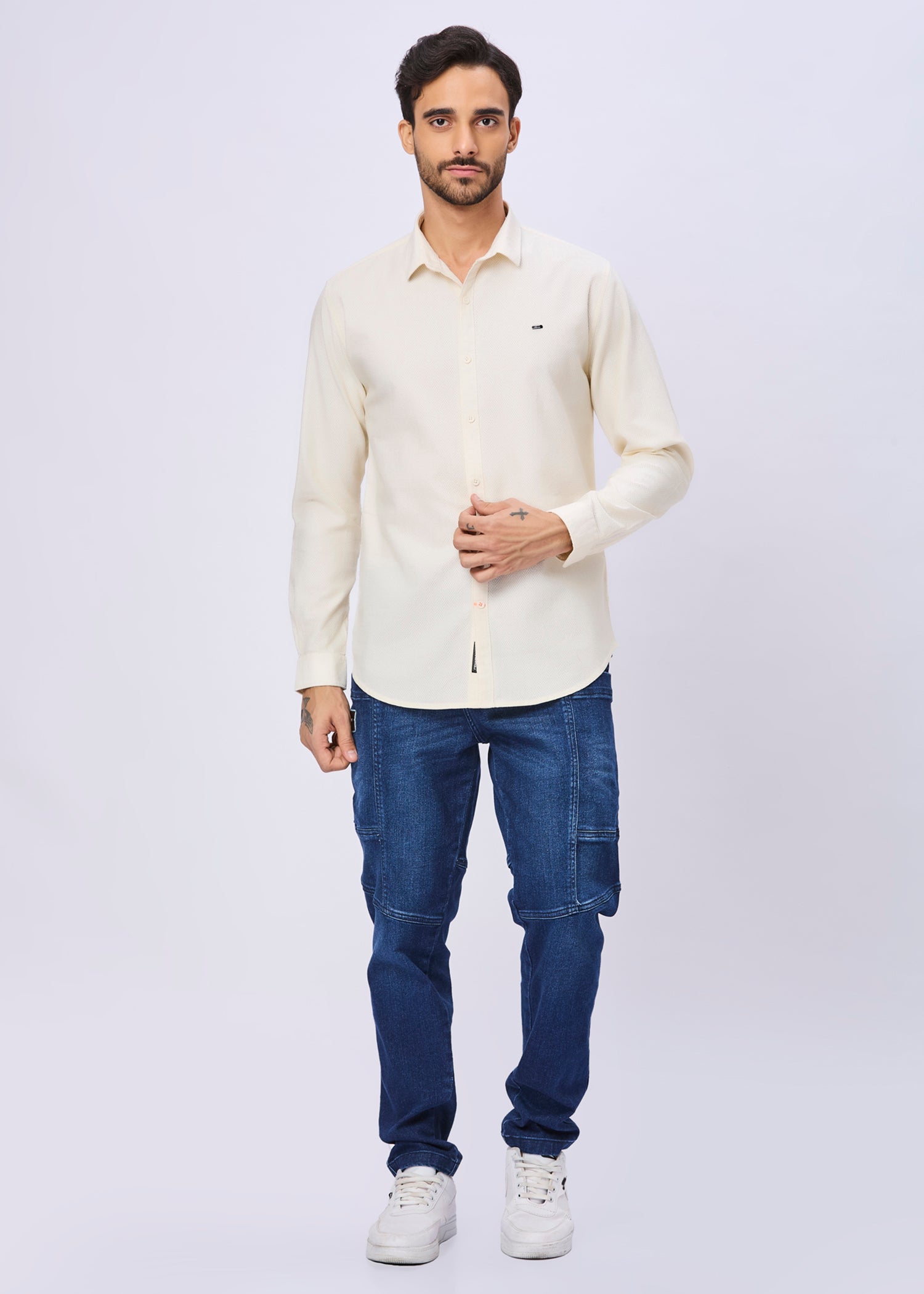 Headly Solid Textured Weave Casual Shirt