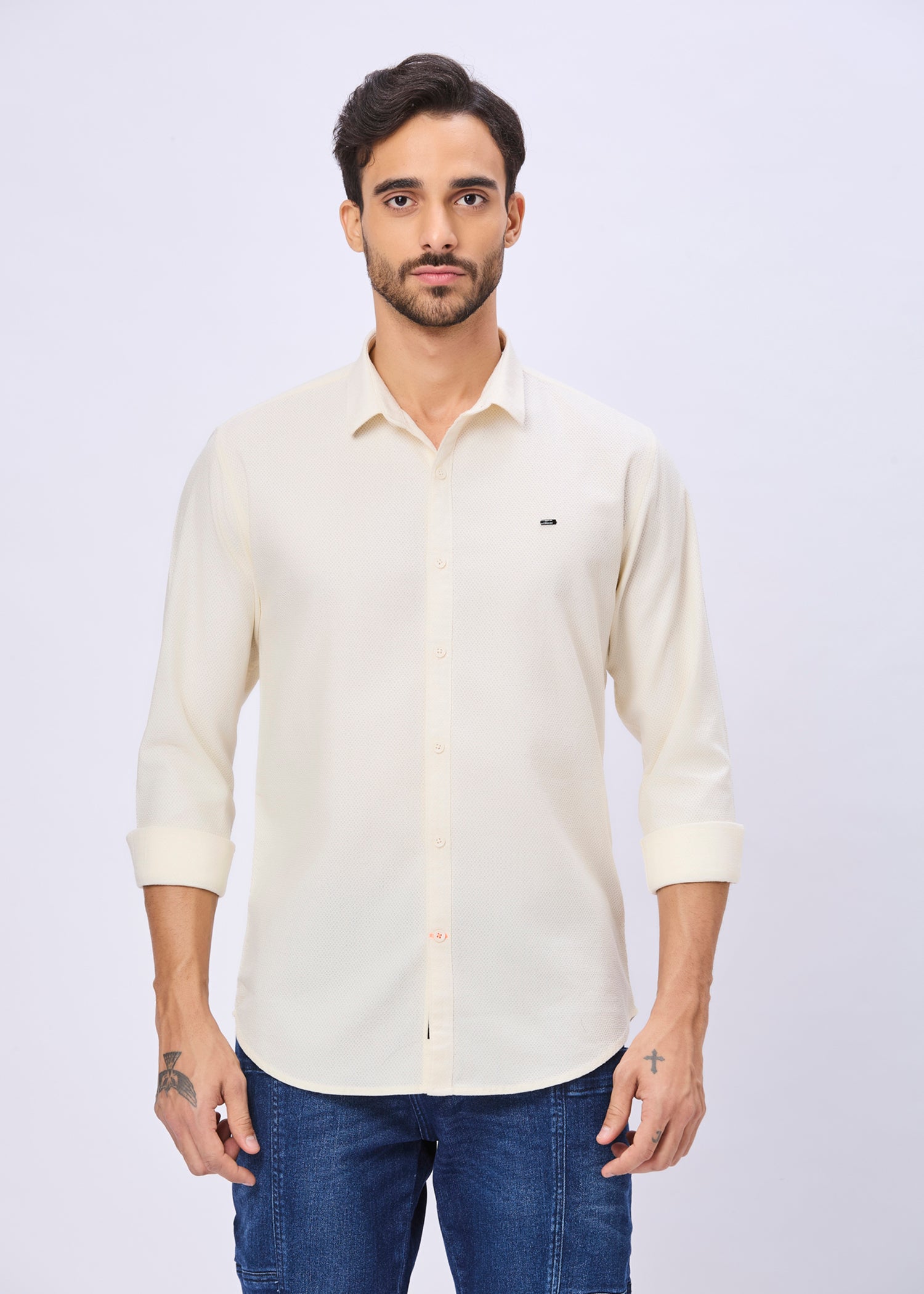 Headly Solid Textured Weave Casual Shirt