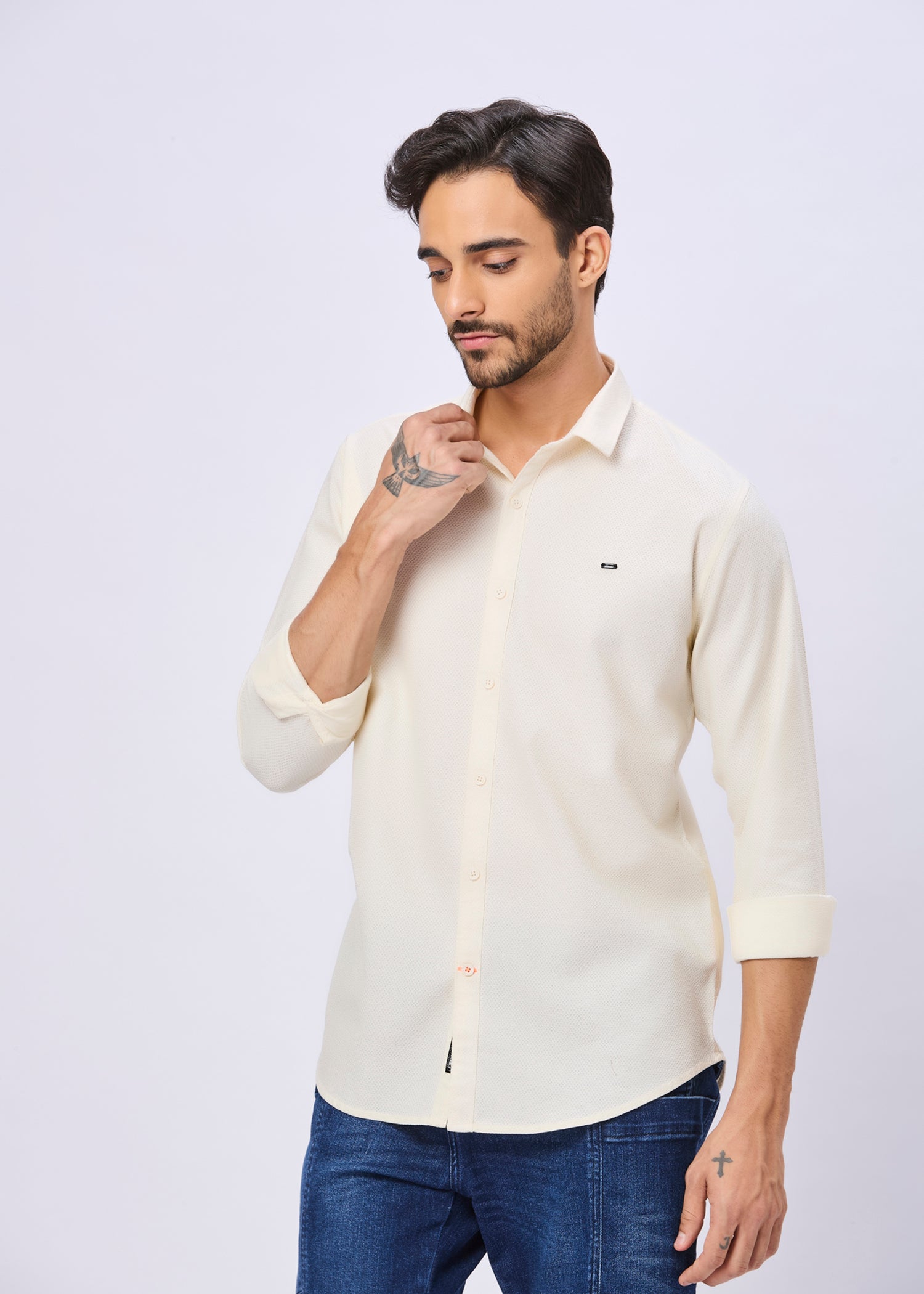 Headly Solid Textured Weave Casual Shirt