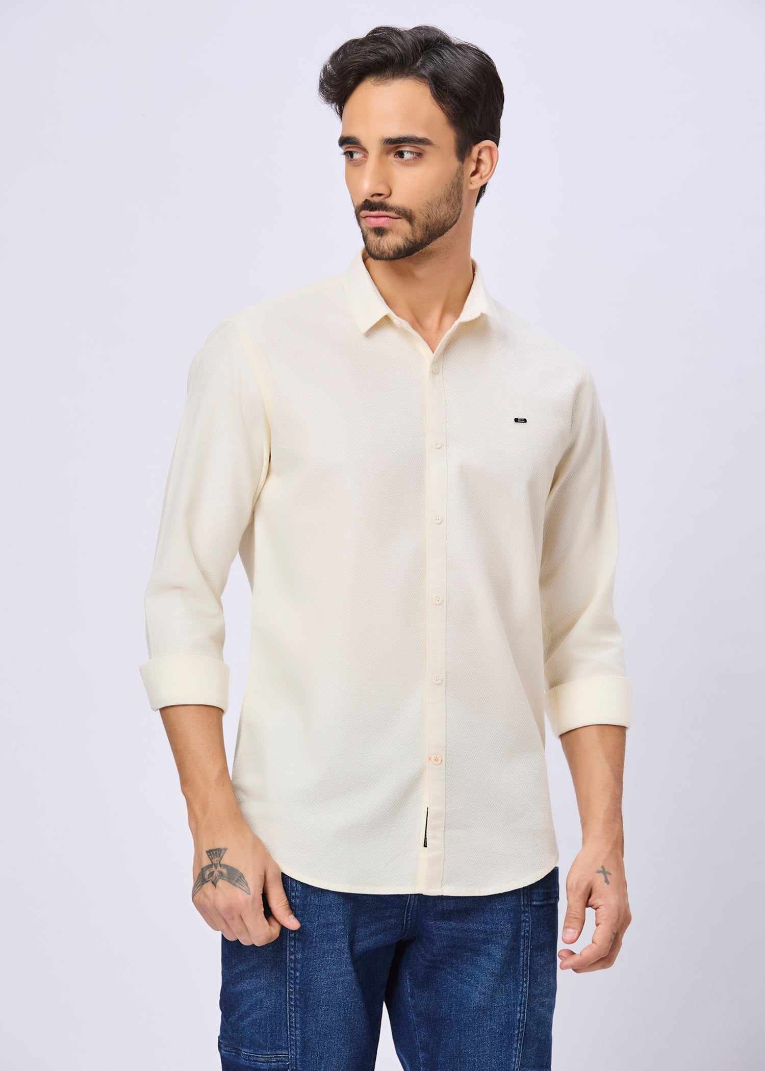 Headly Solid Textured Weave Casual Shirt