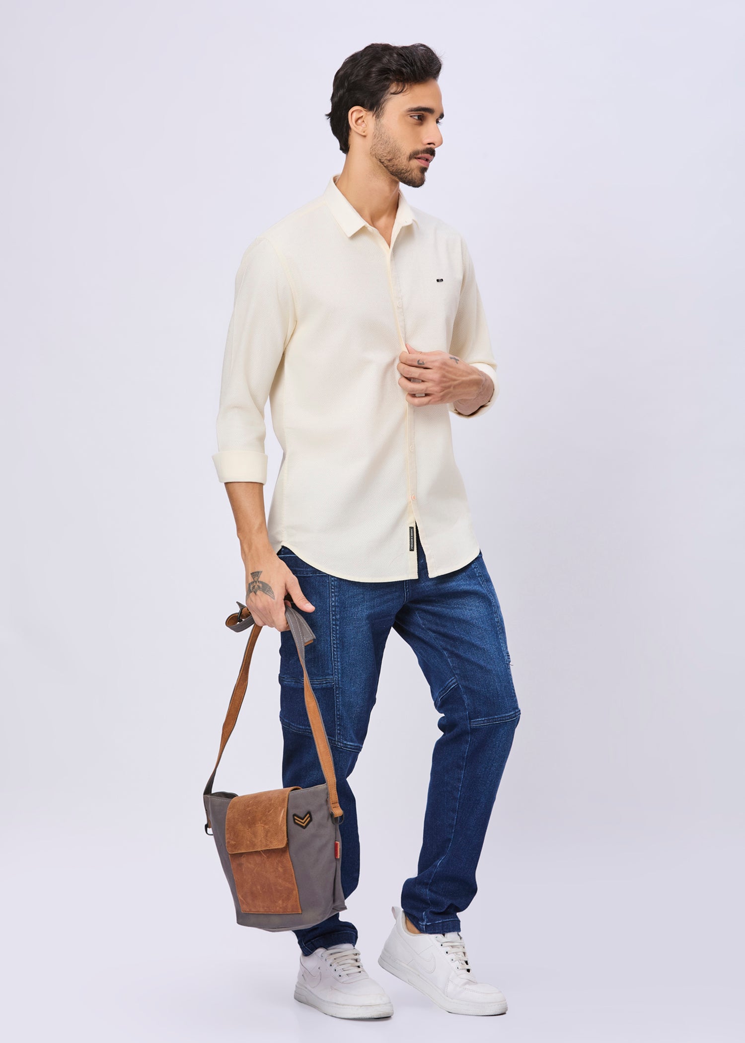Headly Solid Textured Weave Casual Shirt