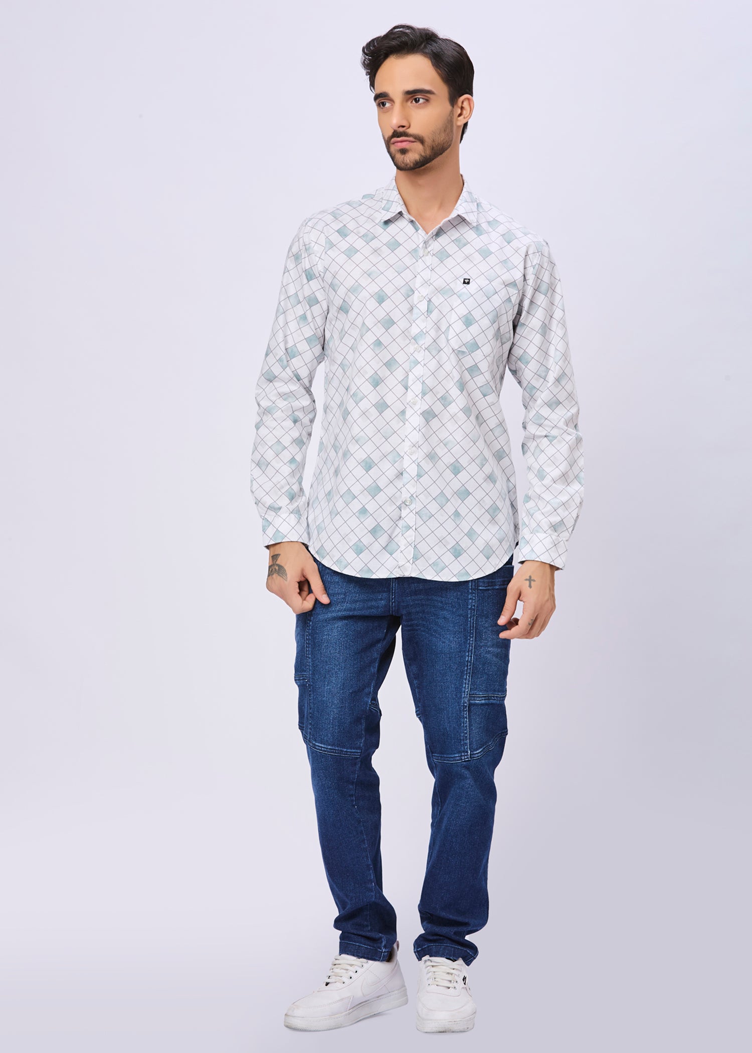 Mayers Diamond Grid Print Casual Shirt